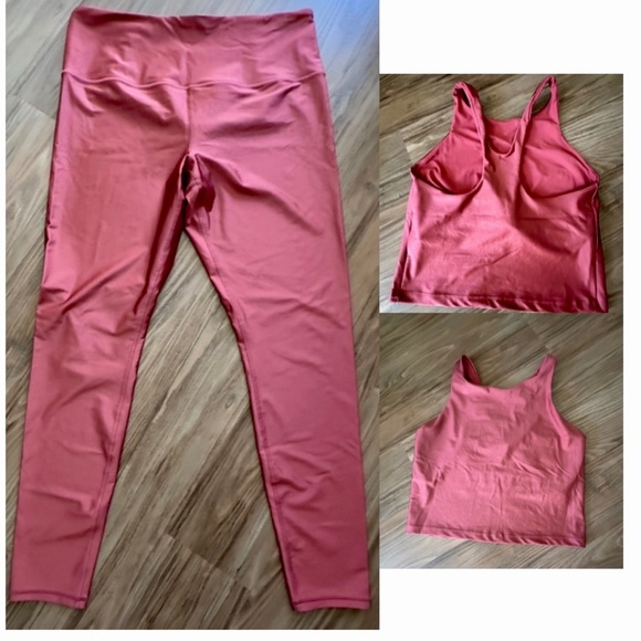 2pc ATHLETA Elation Ultra High Rise Legging XL + Purpose Crop Bra D-DD Red Sheen - Picture 1 of 8